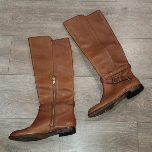 Coach Monique Flat Belted Riding Boots Women’s 7B Brown Cinnamon - Picture 3 of 10